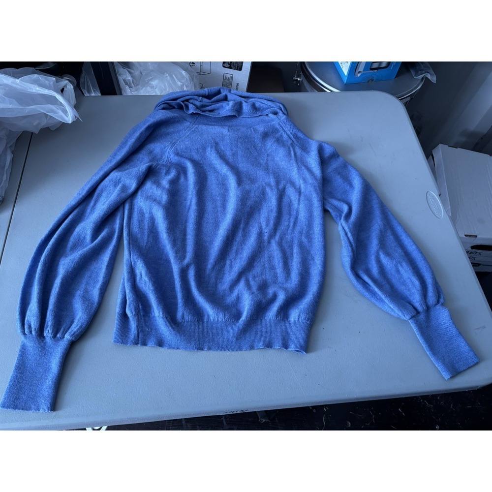 Anthropologie Sweater Womens Medium Blue Merino Wool‎ Sweatshirt Cowl Neck - Picture 5 of 8